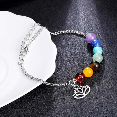 7 Chakra Lottus Charm Anklet